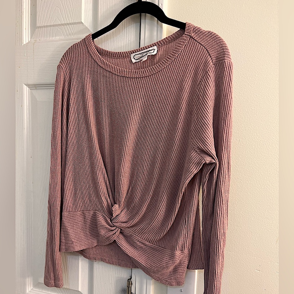 Hippie Rose Juniors' Cozy Tie-Front Shirt